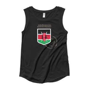 Kenya "Badge of honor" flag emblem women's black T-shirt.