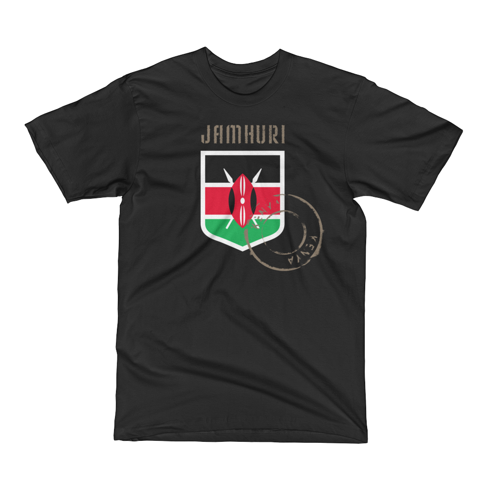 Kenya badge of honor flag black t-shirt by jamhuri wear