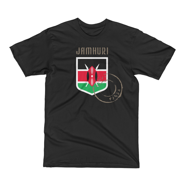 Kenya badge of honor flag black t-shirt by jamhuri wear