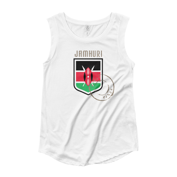  Kenya "Badge of honor" flag emblem women's white T-shirt.