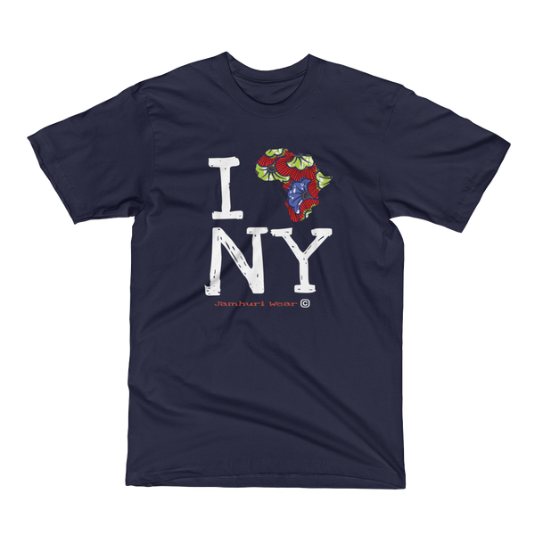 I Africa N.Y New York ANKARA NAVY TSHIRT BY JAMHURI WEAR