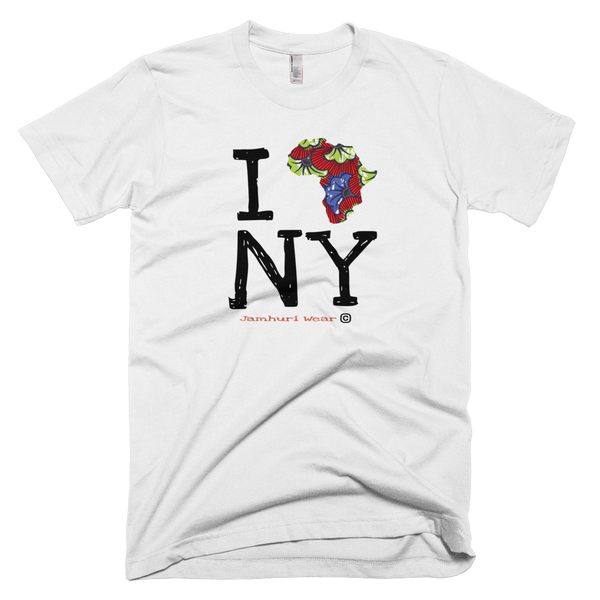 I Africa N.Y New York white Ankara TEE BY JAMHURI WEAR